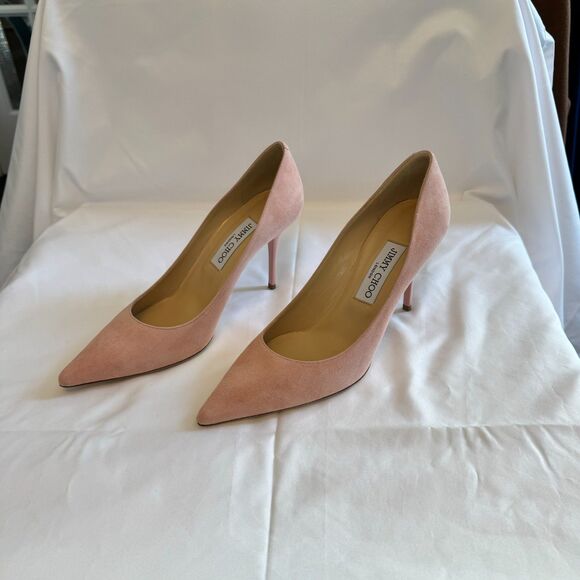 Jimmy Choo Ballet Blush Pink Suede Pointy Toe Pumps Size 8.5 - Picture 4 of 8